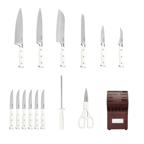 15 Piece Knife Set with Block (Cherry/White)