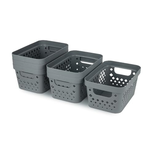 Plastic Baskets for Organizing (Grey / 1 Gallon)
