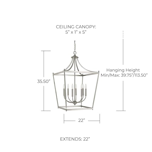 Capital Lighting 9553BN Stanton Geometric Metal Open Frame Lantern Foyer Pendant (8-Light / Brushed Nickel)