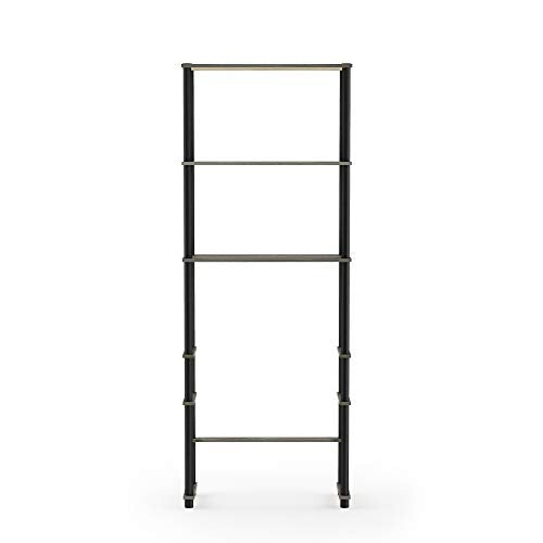 Turn-N-Tube with 3 Shelves Toilet Space Saver, French Oak Grey/Black (French Oak/Black / Basic Rack)