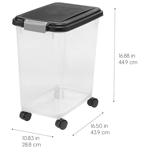 Airtight Pet Food Storage Rolling Container (30 lbs / Black)