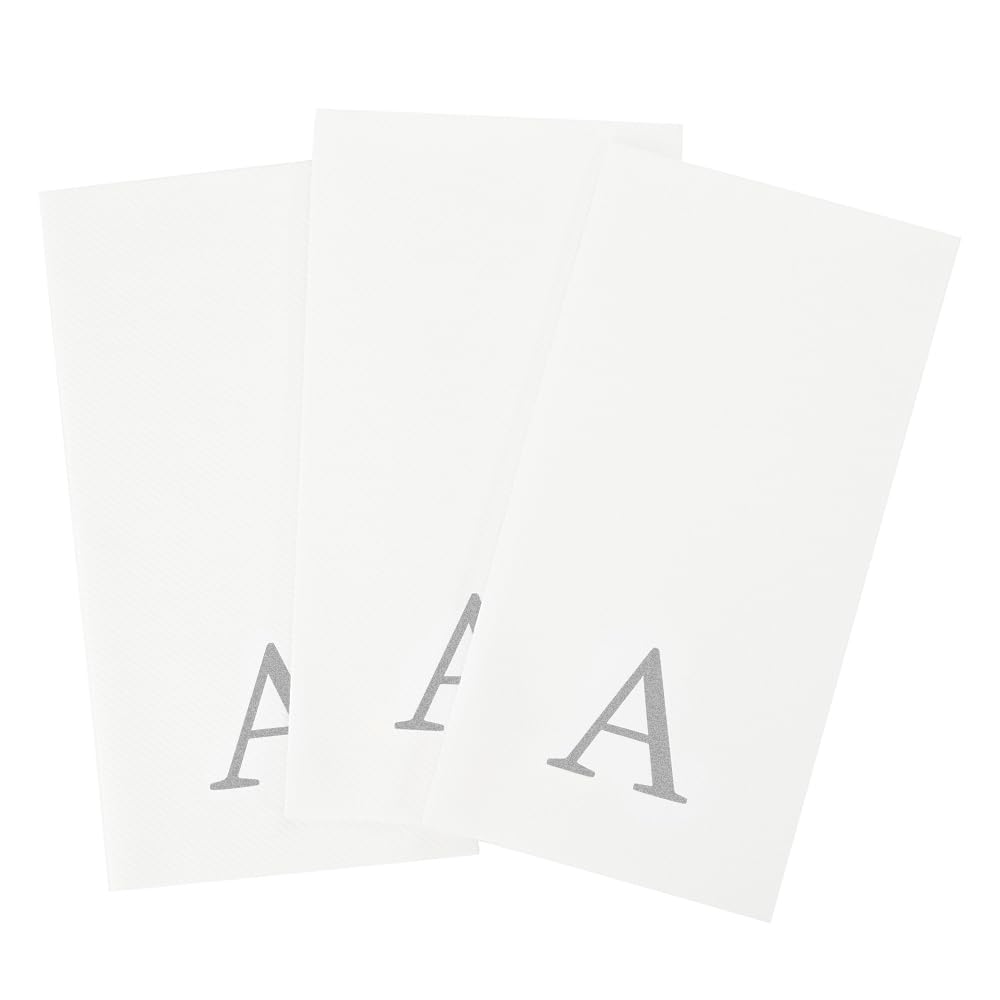 Paper Rectangle Silver Letter A Linen (Silver / 50 Count / A)
