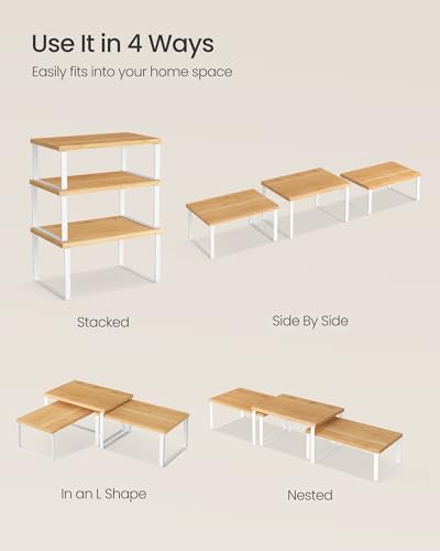 Cabinet Organizer Shelf (Black + Natural / S (4.6"H) + S (5.4"H) + S (6.2"H))