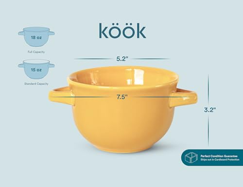 French Onion Soup Crocks with Lids & Handles (Yellow)