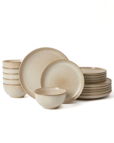 Stoneware Dinnerware Sets for 6 (Mocha Beige / Set (18pcs))