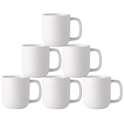 14oz Coffee Mugs Set of 6 (6 Count (Pack of 1) / Off White-Speckled)