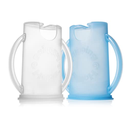 Squeeze Proof Food Pouch Holder for Toddlers (Blue & White)