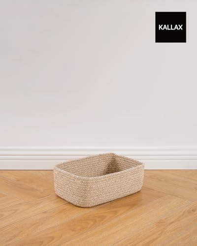 Small Woven Storage Basket for Organizing (Mixed Brown / 12"L x 8"W x 4.5"H)