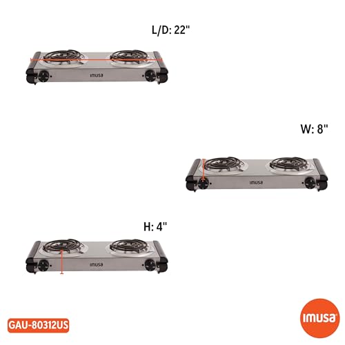 USA GAU 80312US Electric Double Burner 1750 (Stainless Steel Electric Double Burner / Double)