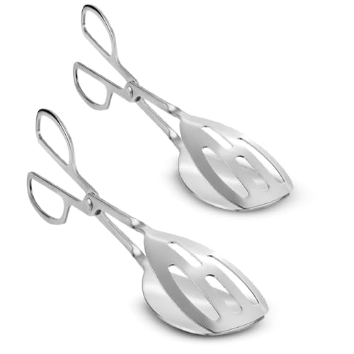 2 PACK Salad Tongs for Serving (Silver)