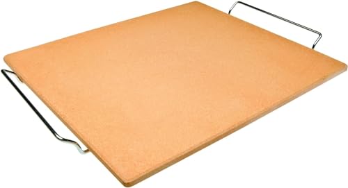 16 x 14 Inch Heavy Duty Rectangular Ceramic Pizza Stone for Oven and Grill with Stainless Steel Base (Pizza Stone)