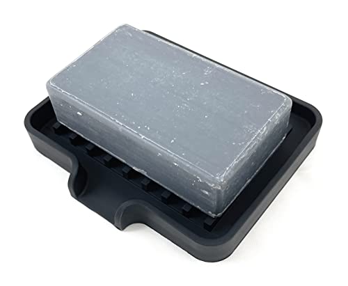 Silicone Soap Dish Tray and Sponge Holder with Drain Chute (Vanilla Cream / (SM) 5.2"x4" (2pcs))