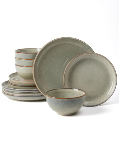 Ceramic Dinnerware Sets for 4 (Green Wheat / Set (12pcs))