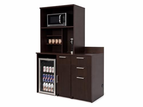 Upper Hutch Cabinet with Mini Fridge Space (54" W – Fridge + 3-Drawer + Hutch)