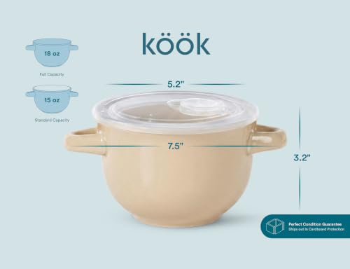 French Onion Soup Crocks with Lids & Handles (Warm Vanilla)