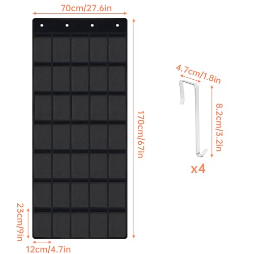 35 Pockets Door Hanging Cup Organizer Fit for Stanley Tumbler (67'' x 27.6'' / Black)