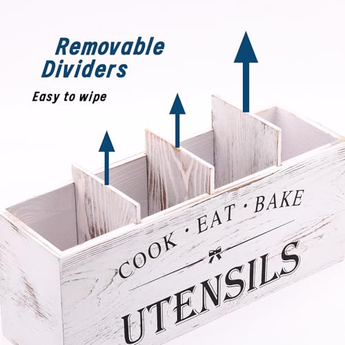 Kitchen Utensil Holder for Counter or Countertop (White Utensil Holder 4)
