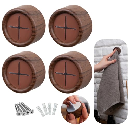 Towel Holder & Hooks (4 Pack / Mahogany Brown)