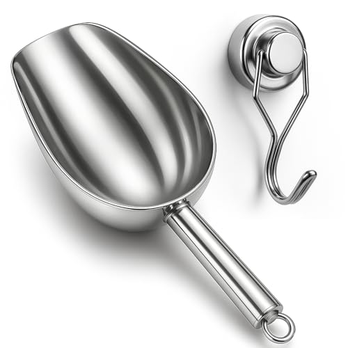 Stainless Steel Ice Scoop for Freezer with Magnetic Hook