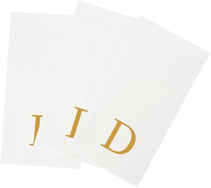 Luxenap 15.8 X 7.9 Inch Linen-Feel Guest Towels, 2000 Lettered Hand Towels - Gold Letter 'D', Sans Serif Font, White Paper Dinner Napkins, airlaid, For Restrooms And Tables - Restaurantware