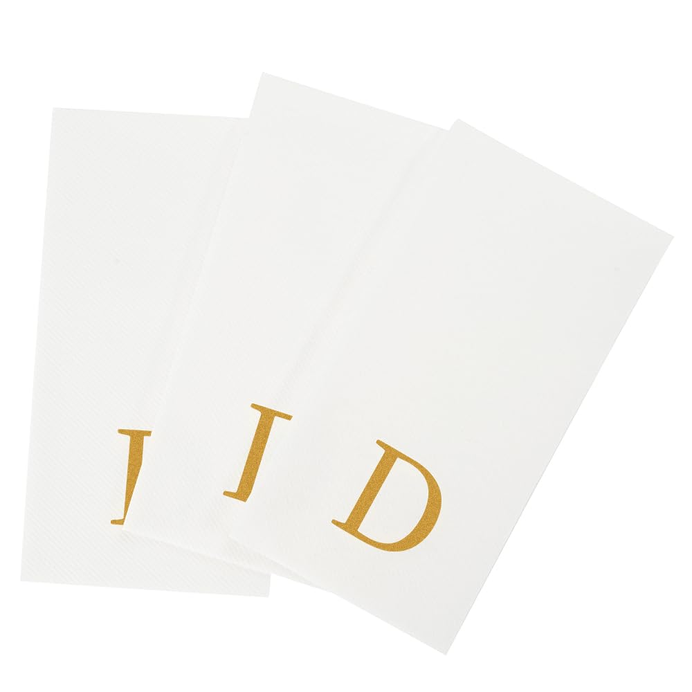Paper Rectangle Gold Letter D Linen (Gold / 2000 Count / D)