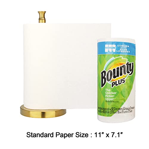 Paper Towel Holder Stand for Kitchen Countertop & Dining Room Table (Brushed Gold / Modern)