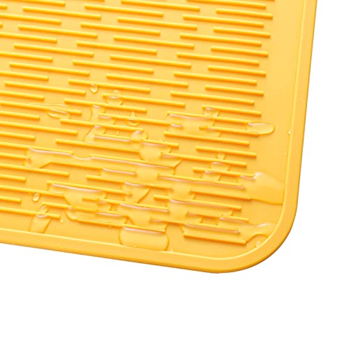 Silicone Dish Drying Mat for Multiple Usage (Yellow / 32"L x 18"W)