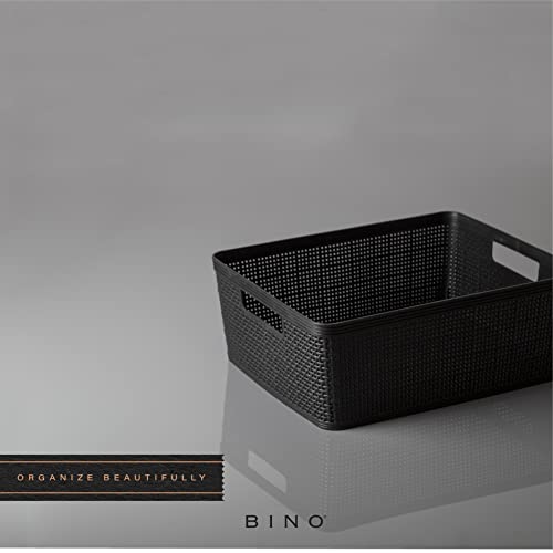 Woven Plastic Basket (Black / 4PK- M)