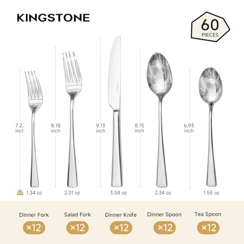 18 10 Flatware set for 12 (Silver / 60-Piece)
