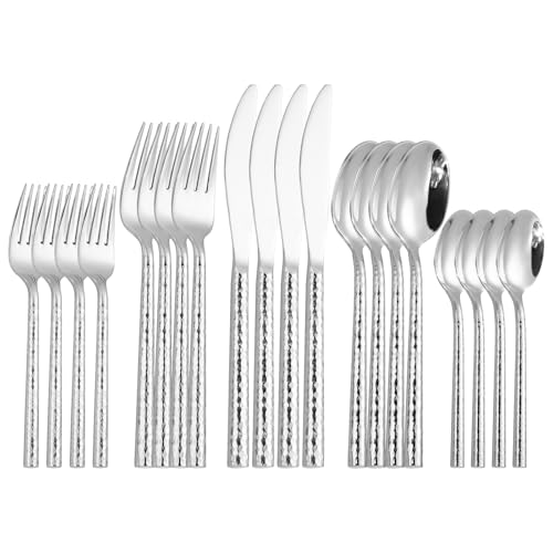 Hammered Silverware Set (Hammered Silver 20 pcs)