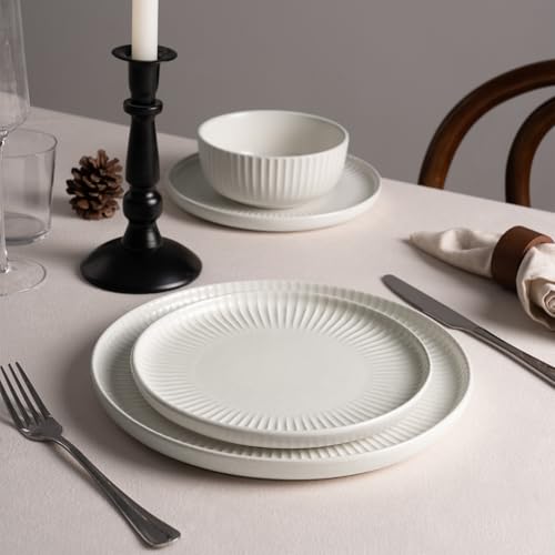 Stoneware Dinnerware Sets for 8 (Matte White / Service for 8)
