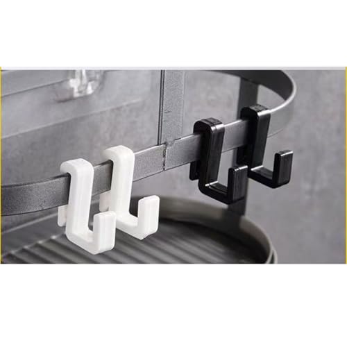 30PCS Basket Rack Multifunctional Clip Hooks Plastic Shower Toilet Bathroom Shelf Hooks for Hanging Keys Storage Clothes Hat Light Strip Kitchenware Coffee Cups Flatware Bags White