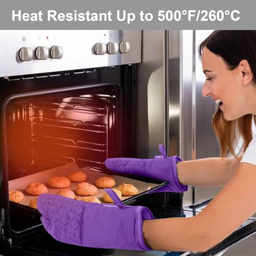 Oven Mitts and Pot Holders 6pcs Set (Purple)