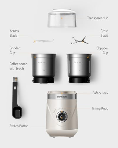 Electric Super Silent Blade Coffee Grinder (Cream / 2 Bowl)