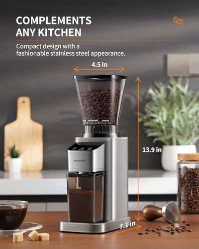 Conical Burr Coffee Bean Grinder (Silver)