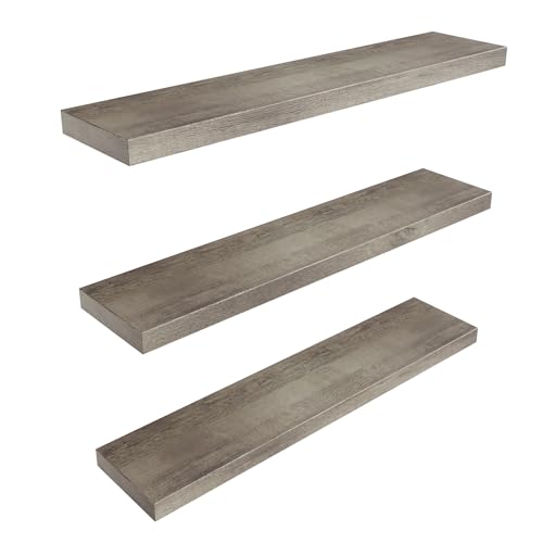 Floating Shelves for Grey Wood Shelf for Bedroom (Grey / 36"-3pack)