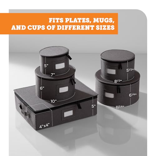 5 Piece China Storage Set (Gray / 5 Piece Hard Shell Set for Mugs & Plates)