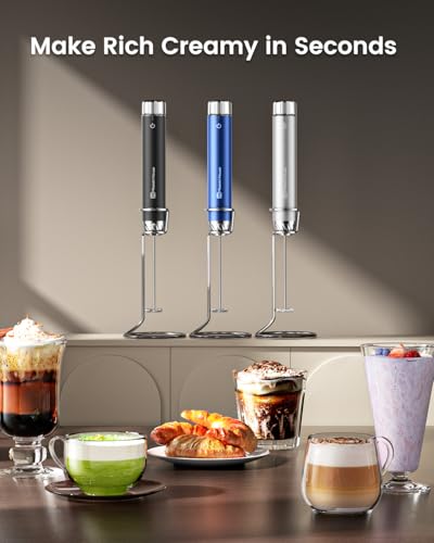 LunaFro Max Rechargeable Milk Frother (Metallic Blue)