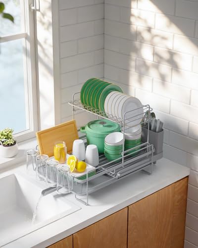 Extendable Dish Drying Rack (2-Tier / Gray)