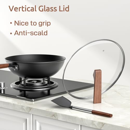 13 Inch Wok with Glass Lid & Silicone Spatula