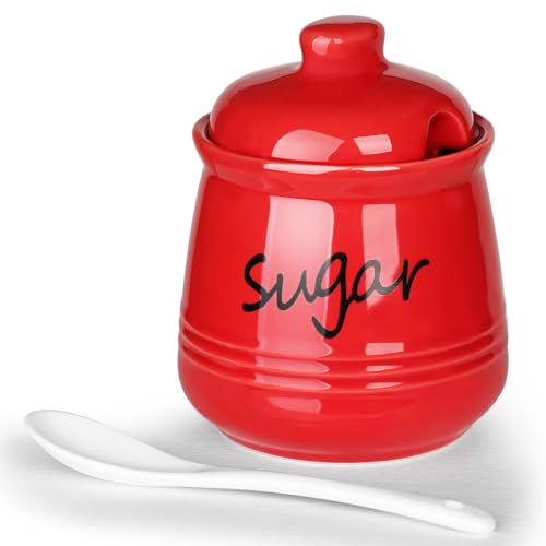 12oz Ceramic Sugar Bowl with Lid and Spoon