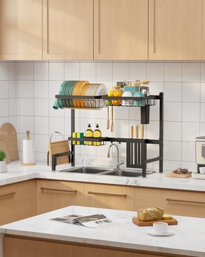 Over The Sink Dish Drying Rack (Black / Standard - 3 Baskets)