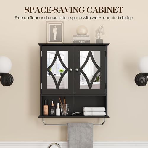 22x25 Bathroom Medicine Cabinet with Mirror (Black / 5.1"D x 22"W x 25.6"H)