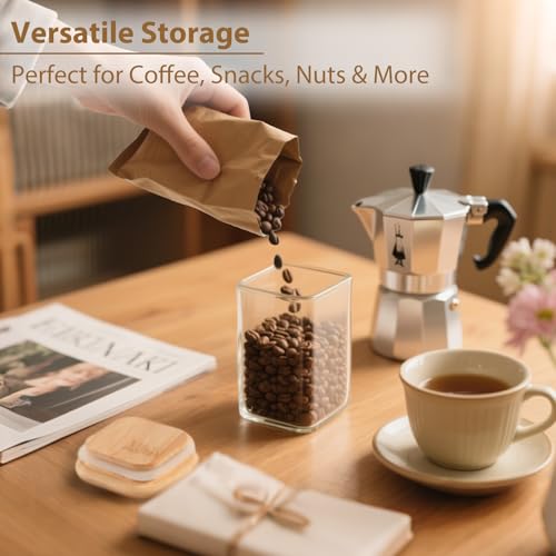 20 Pack 8 oz Square Glass Spice Jars with Lids and Labels (20pcs / 8oz)