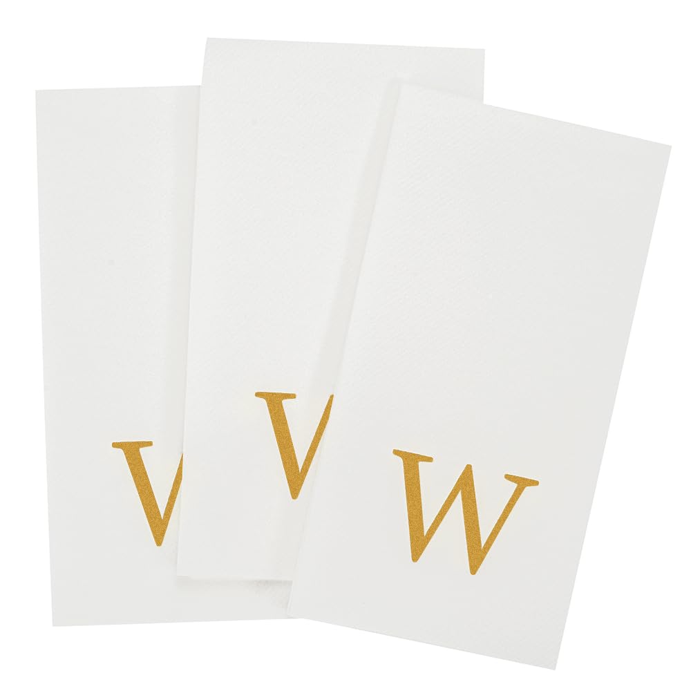 Paper Rectangle Gold Letter W Linen (Gold / 2000 Count / W)