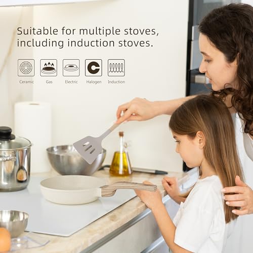 Kitchen Cookware Sets Pots and Pans Set Non Stick 21 Pcs (Cream White / 21 Piece Egg Pan Set)