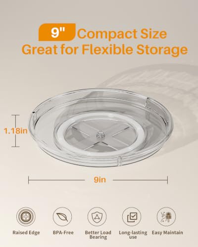 2 Pack Lazy Susan Organizer 9 inch Lazy Susan Turntable for Cabinet (Gray / 9 inch 2 pack)
