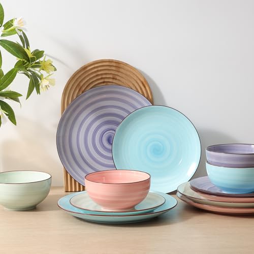 Ceramic Dinnerware Sets for 6 (Gradient Color / 18 Pieces)