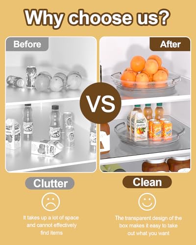 3 Pack Clear Lazy Susan Turntable 9'' & 11.8'' for Cabinet (11.8in 2-Tier + 2×9.25in)