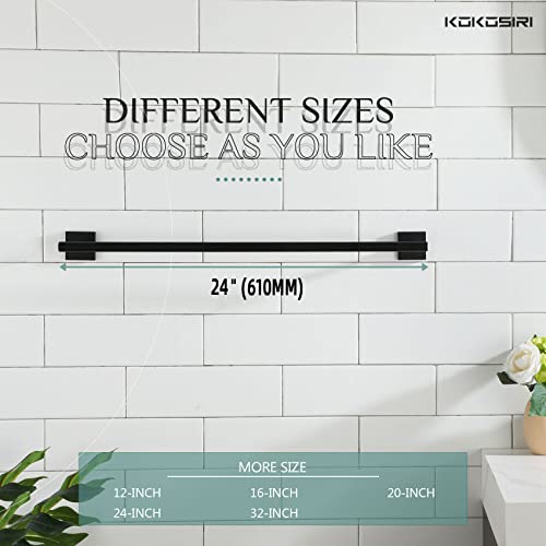 Towel Rails Bathroom Towel Bars Matte Black 24 Inch Bath Towel Holder for Cabinet Kitchen Wall (Matte Black / 24-Inch (2 Pack))